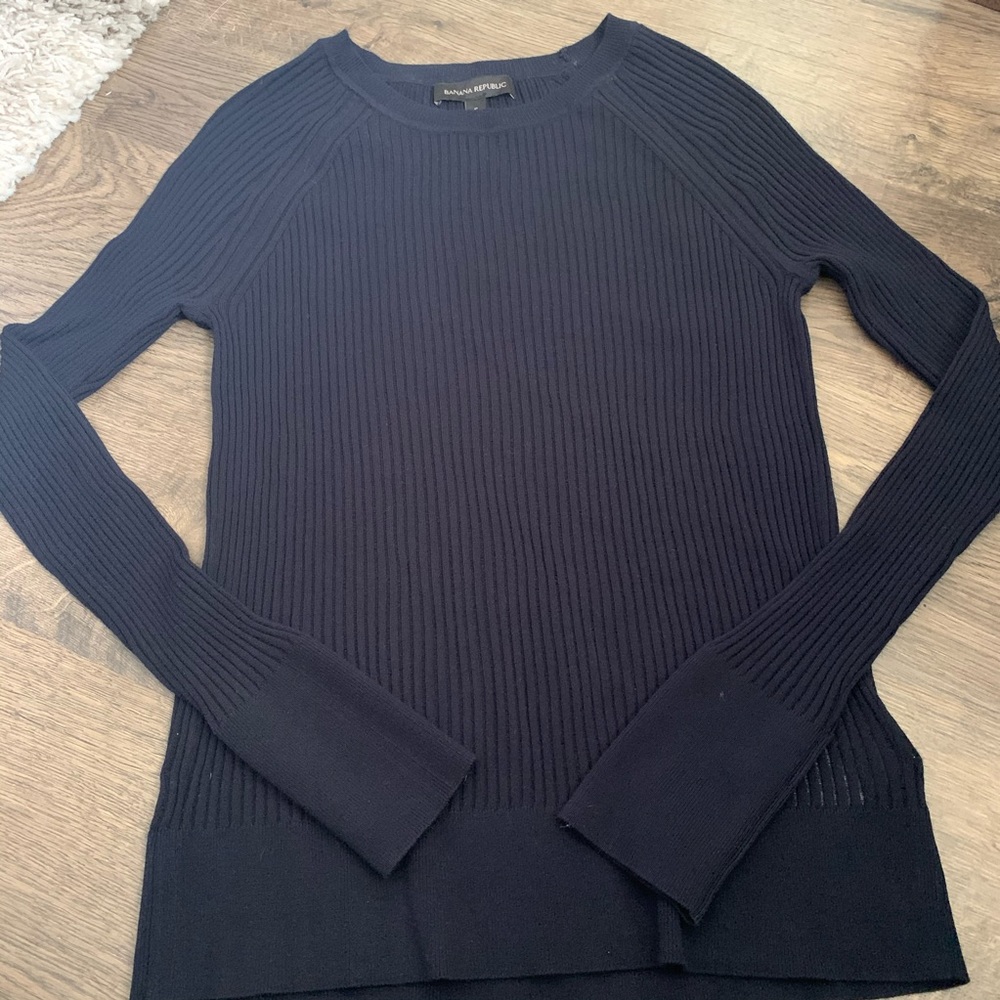 NWOT Banana Republic Ribbed Navy Blue Sweater - Picture 2 of 5